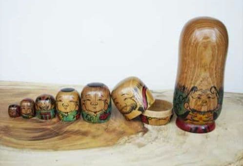 伝統こけし　朝倉光洋作「七福神入れ子」