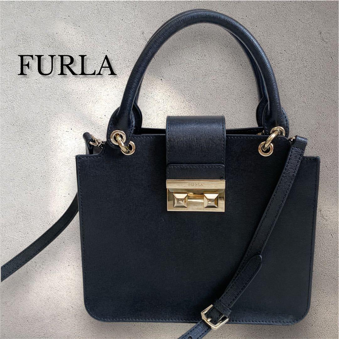 【美品】FURLA ベラ サッチェル 2WAY ショルダー ハンドバッグ