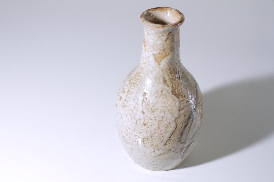 幕末-明治期 古志野 絵志野 秋草文 徳利