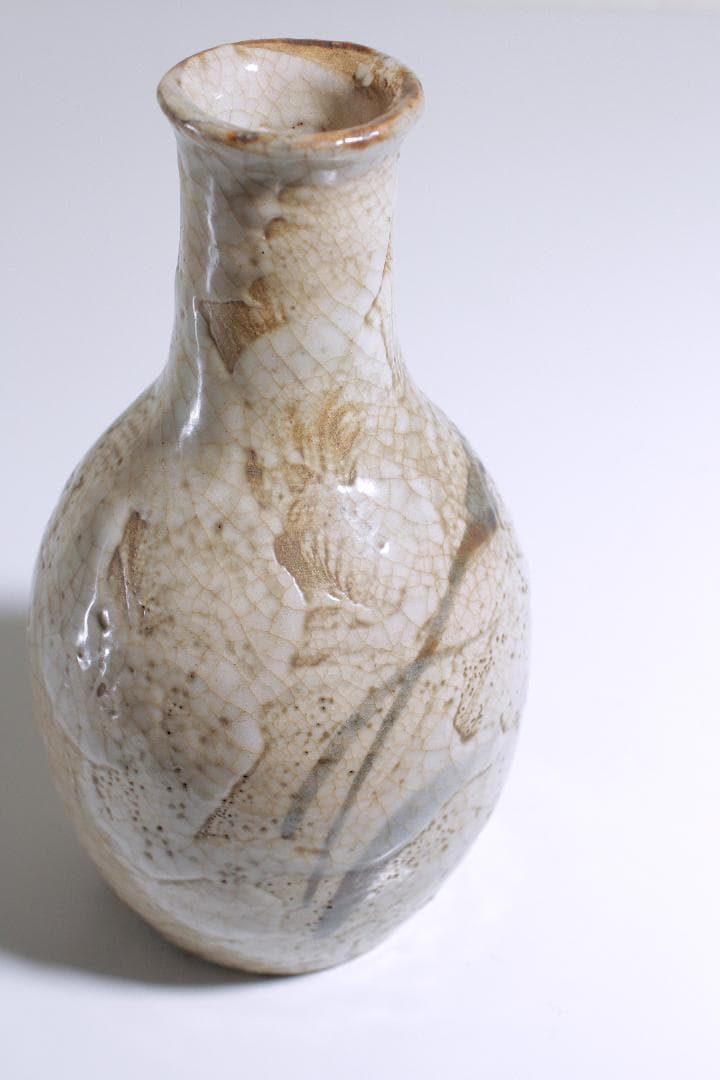 幕末-明治期 古志野 絵志野 秋草文 徳利