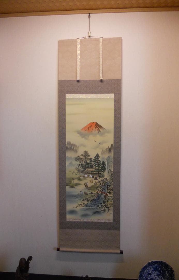 掛け軸 今井月庵 開運十全図 七福神 絹本 希少 軸装 茶道具 掛軸 美品 です