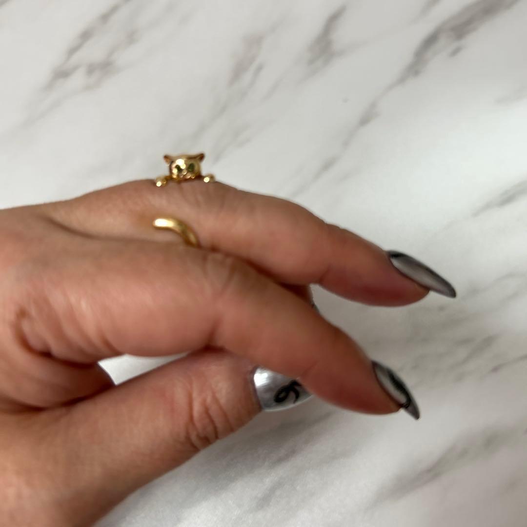 きなこ　猫モチーフリング ゴールド ベージュ