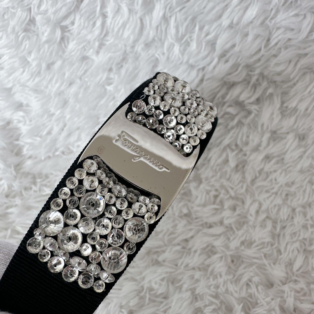 【美品】フェラガモ　クリスタル　ストーン　カチューシャ