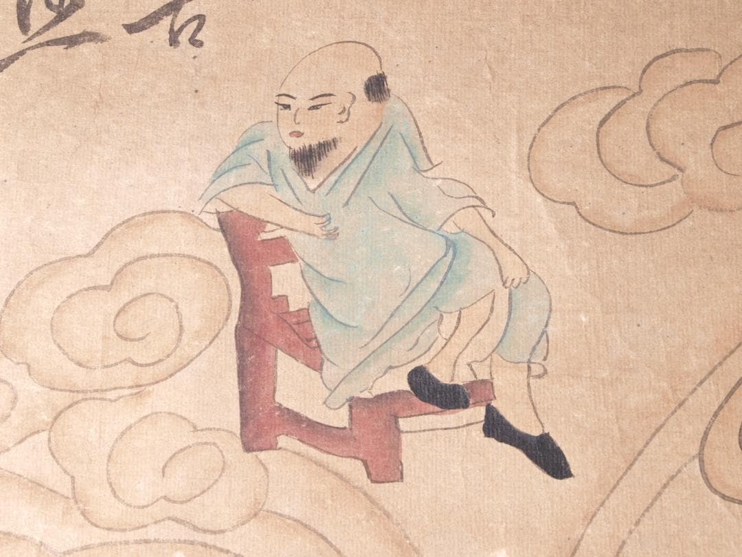 【骨董掛け軸】人物図 中国夏珪南宋時代 肉筆保證　掛け軸 AK702A12-2