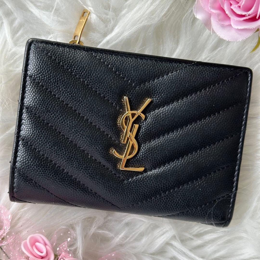 サンローラン YSL ブラック キルティング 二つ折り財布