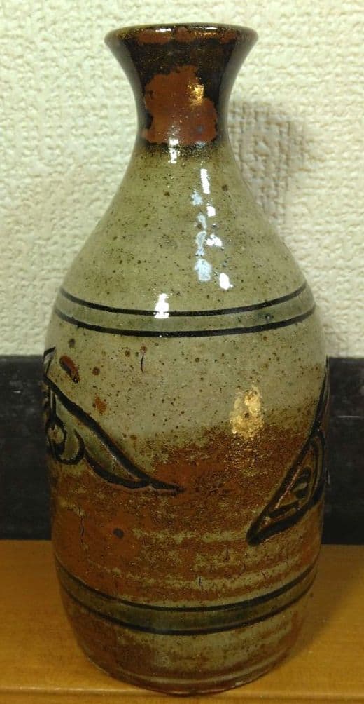 人間国宝 金城次郎 魚徳利 栞 共箱 無傷 壷屋焼 壺屋焼 やちむん 魚紋徳利