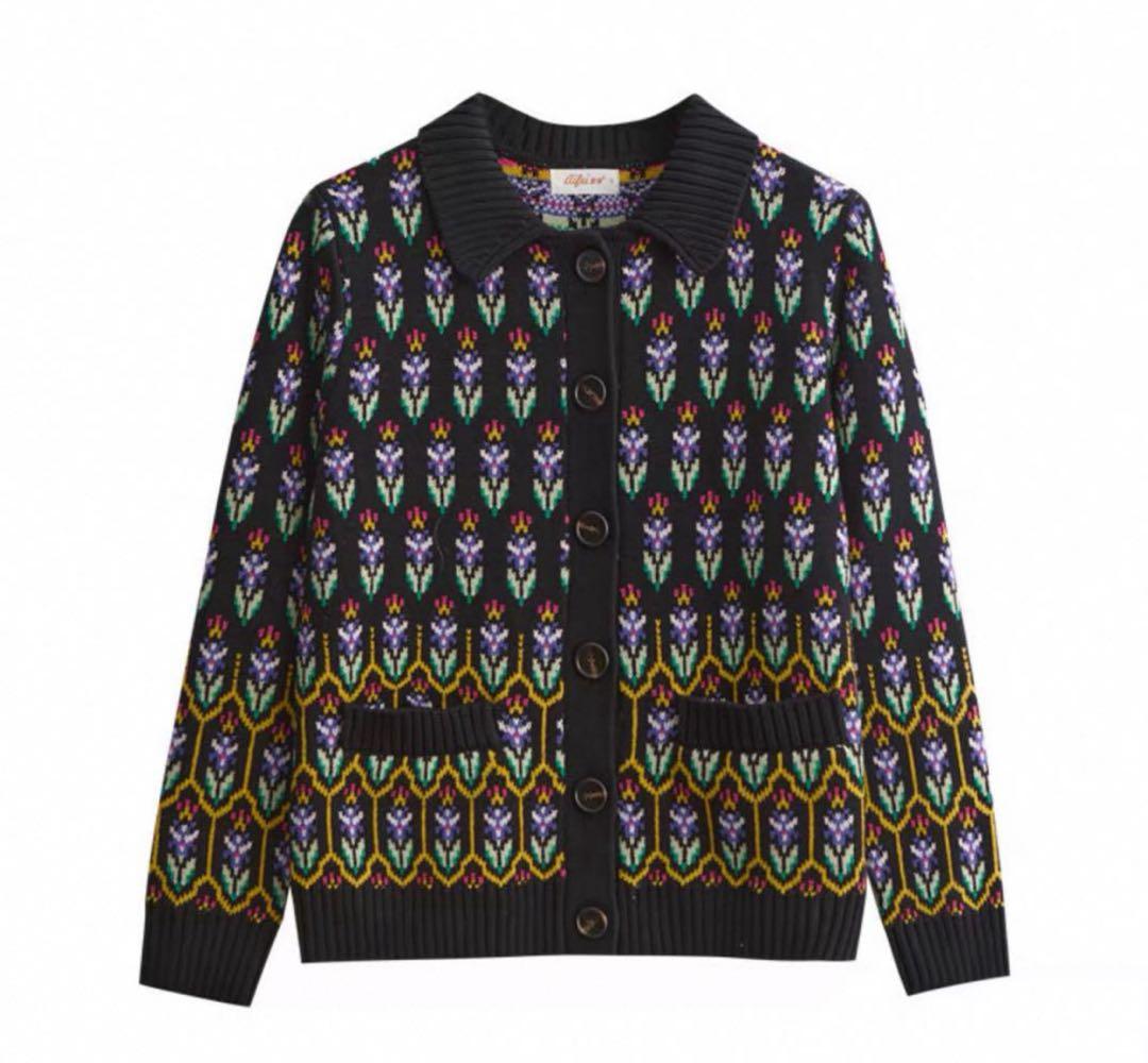 ジヨン GD G-DRAGON ジードラゴン 花柄ジャカードニットカーディガン