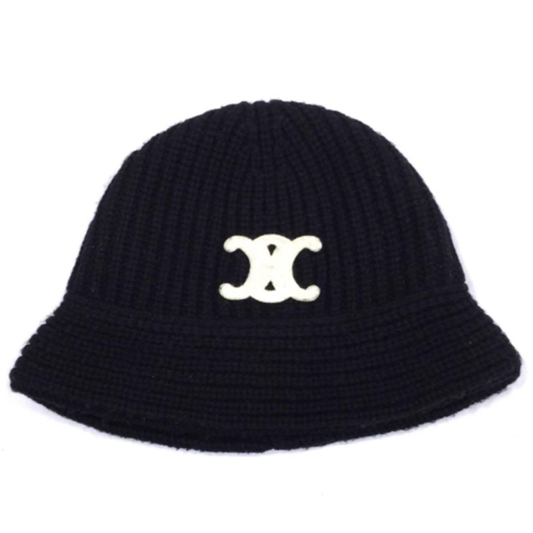 CELINE セリーヌ トリオンフ クロシェ カシミア バケットハット ネイビー
