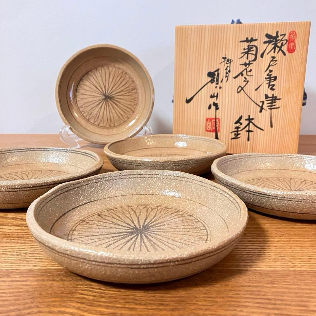 瀬戸唐津　菊花文　鉢　5枚