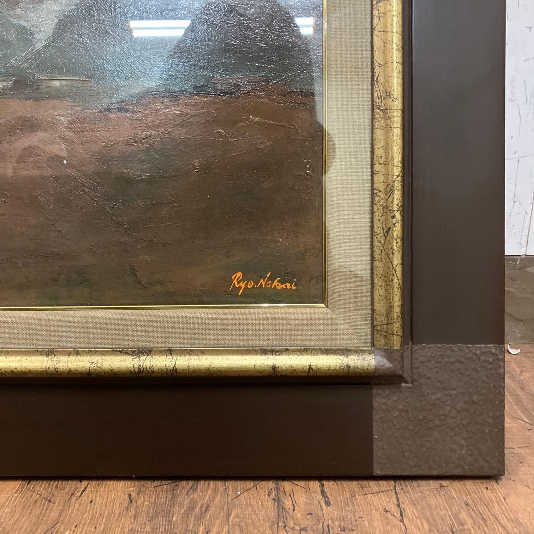 中井 亮 ネパール山脈 油彩画 油絵 絵画 真筆 F6号相当 額装 額縁 風景画