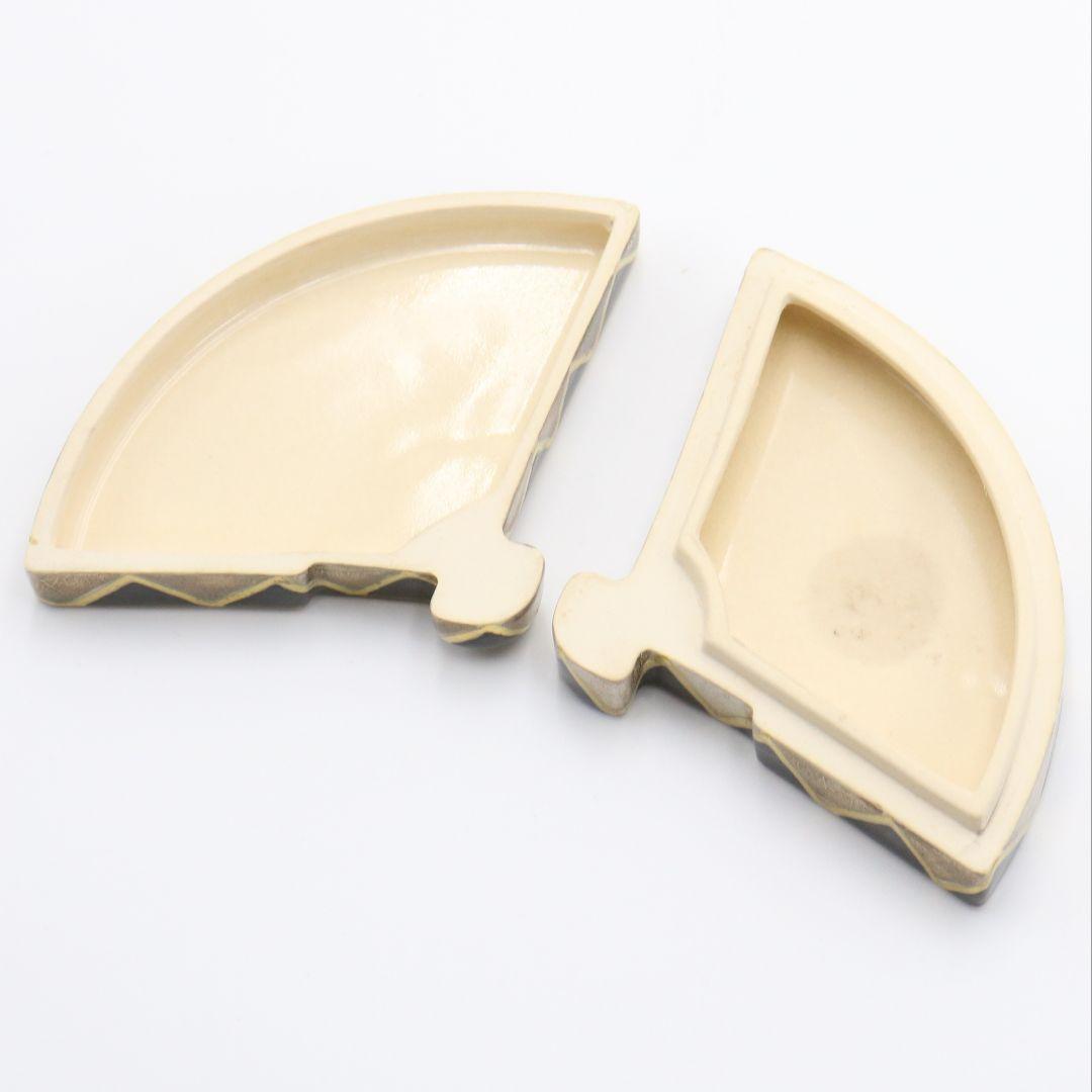 鳴滝窯 橋本城岳作 仁清写扇子松竹梅文 香合 茶道具 共箱　AT314　NT1