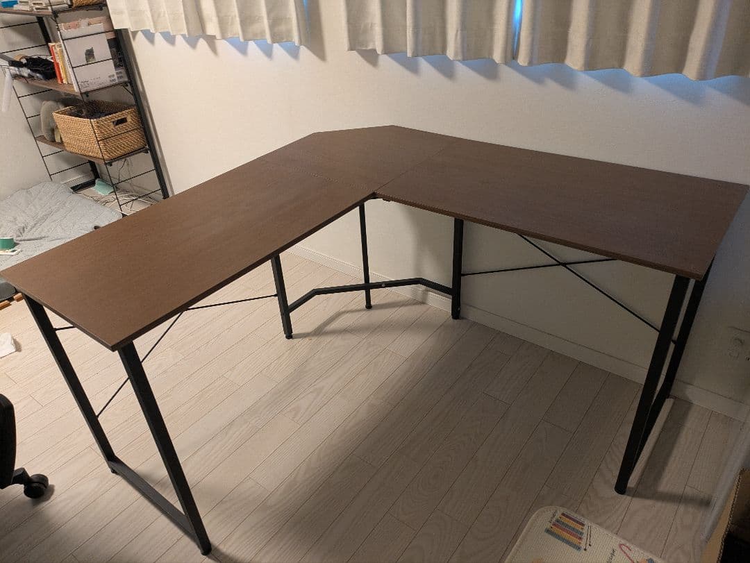L字型コーナーデスク ブラウン