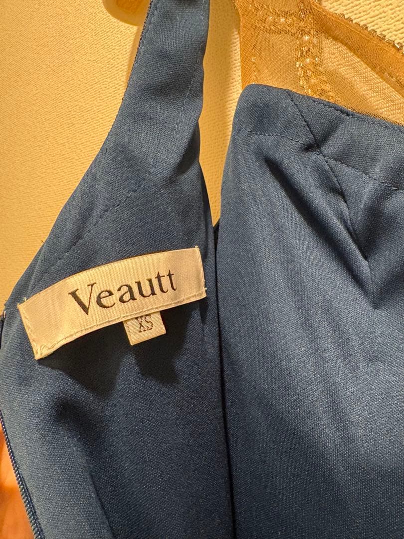 Veautt/ヴュート ビジューサイドファスナーミディアムドレス XSサイズ