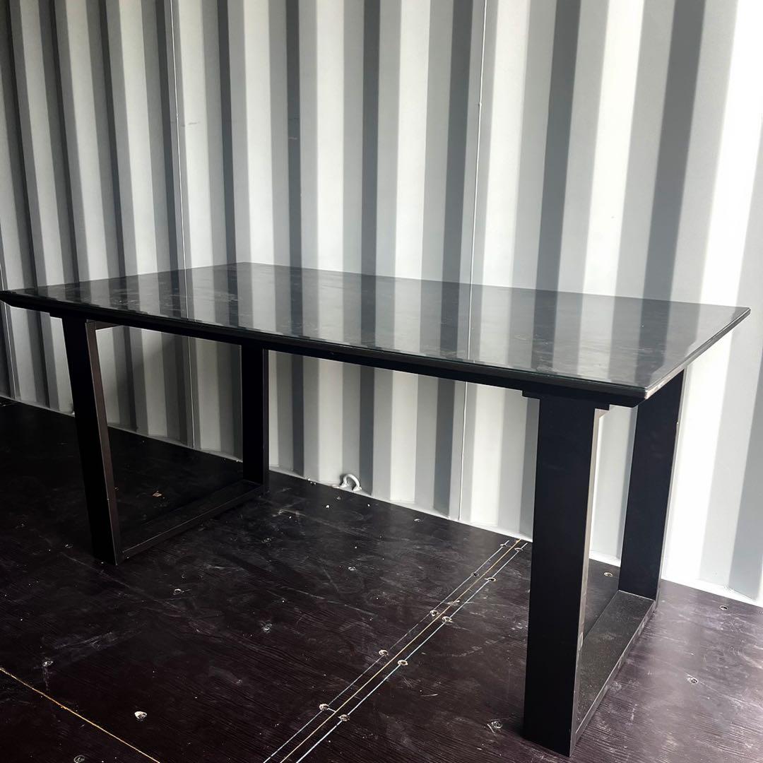 取付無料！松田家具 GT スタイリッシュモダンブラックガラスダイニングテーブル✨