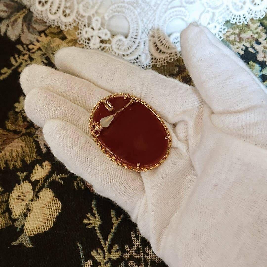 【処分価格☆】カメオ 手彫り K18枠 ブローチ ペンダントトップ 美品