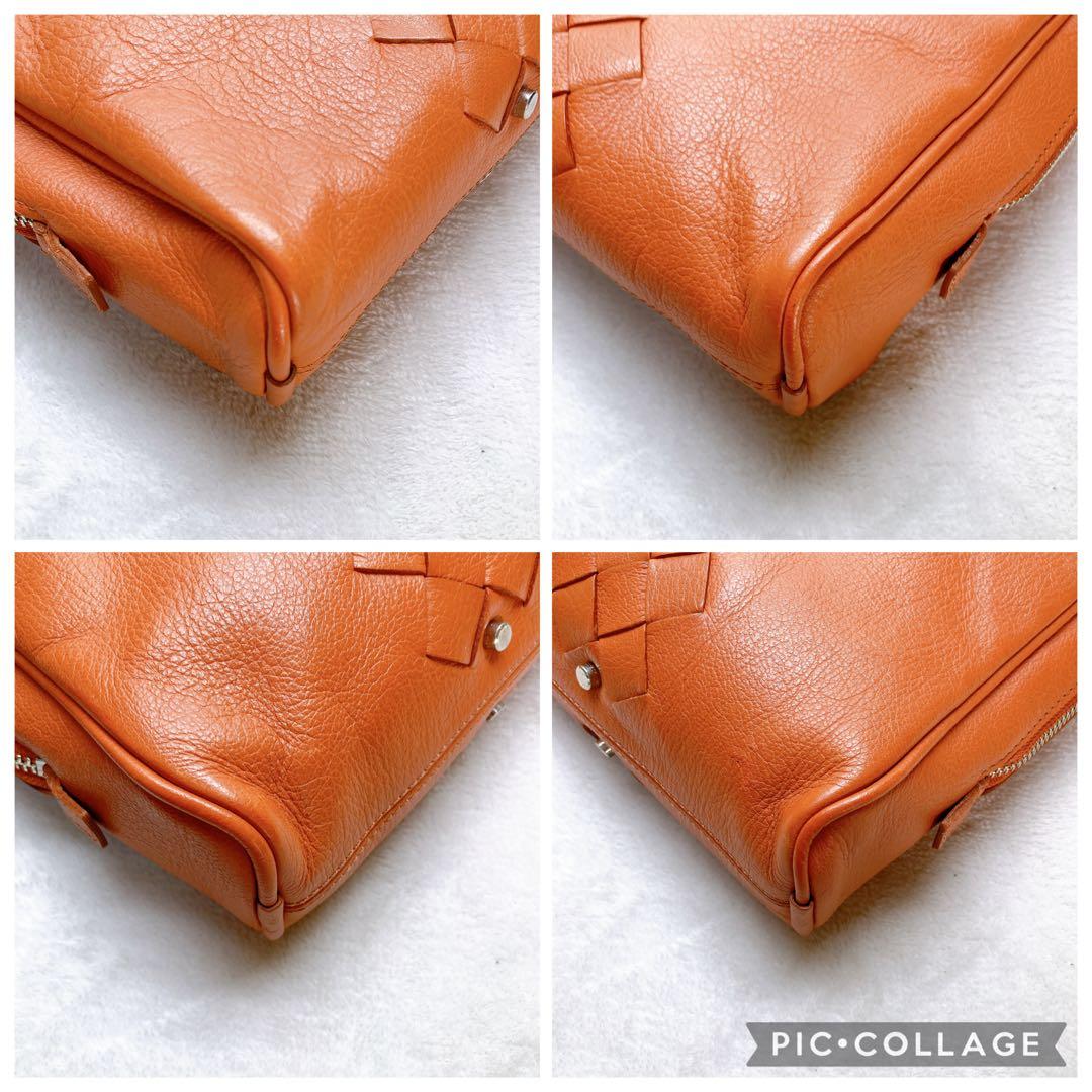 ✨美品✨アニアリ ブリーフケース ハンドバッグ ビジネス 編み込み レザー 金具
