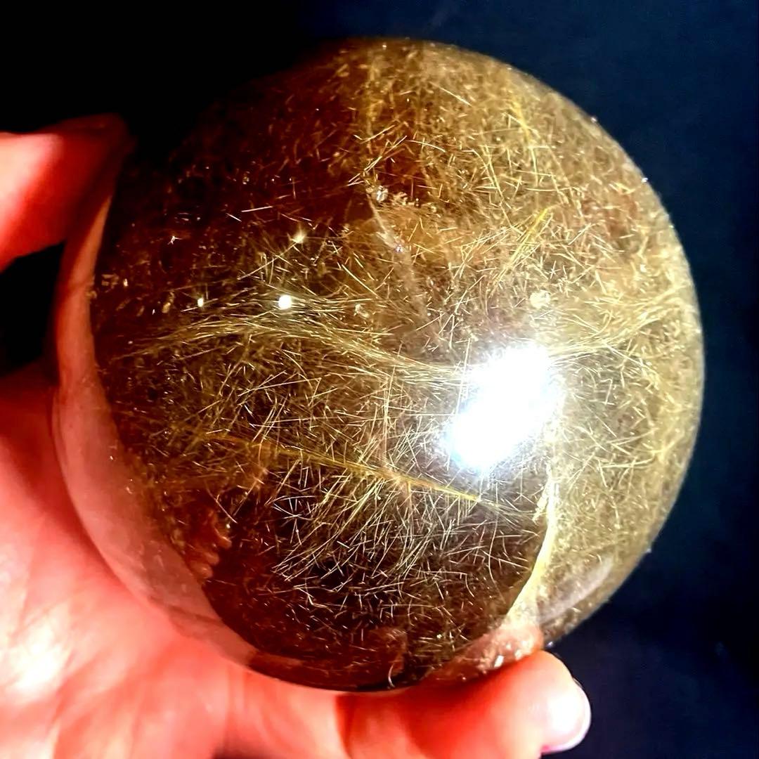 超特大　84mm ゴールドルチルクォーツ　金針水晶　パワーストーン