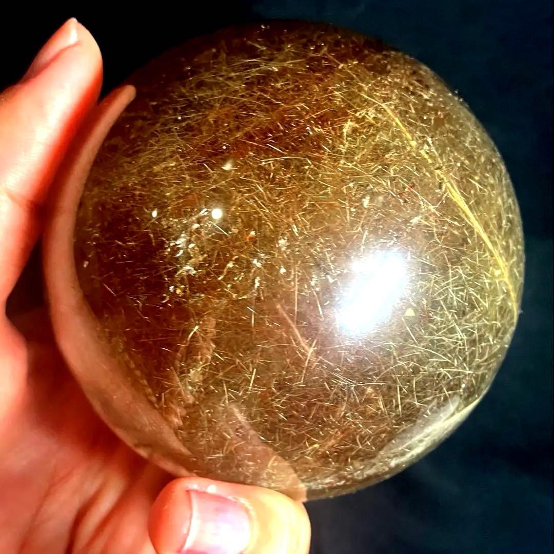 超特大　84mm ゴールドルチルクォーツ　金針水晶　パワーストーン