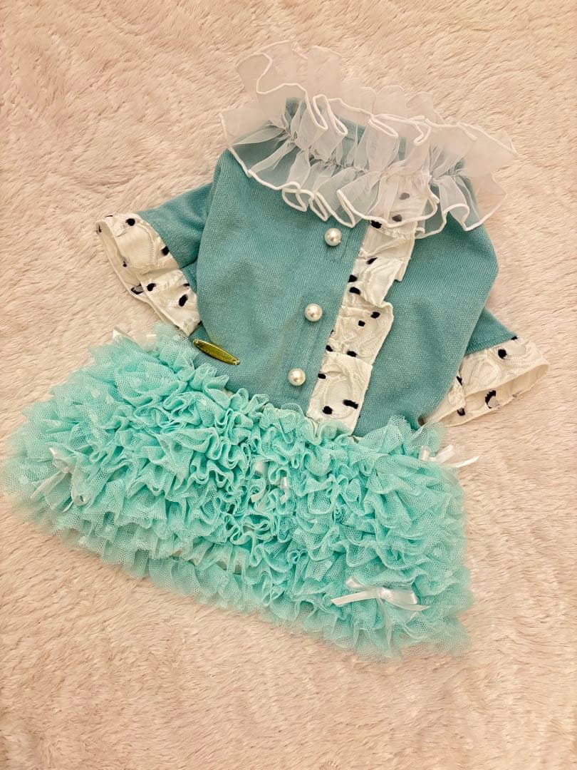 別注Marvelマルベル　犬ワンピース　ティファニーブルー犬服godpiva