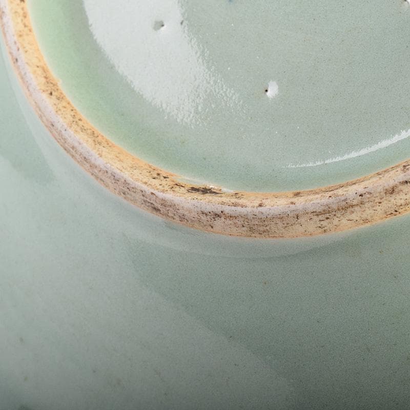 中国　成化年製　新渡　青磁　染付　輪花盤　皿　V　R8785