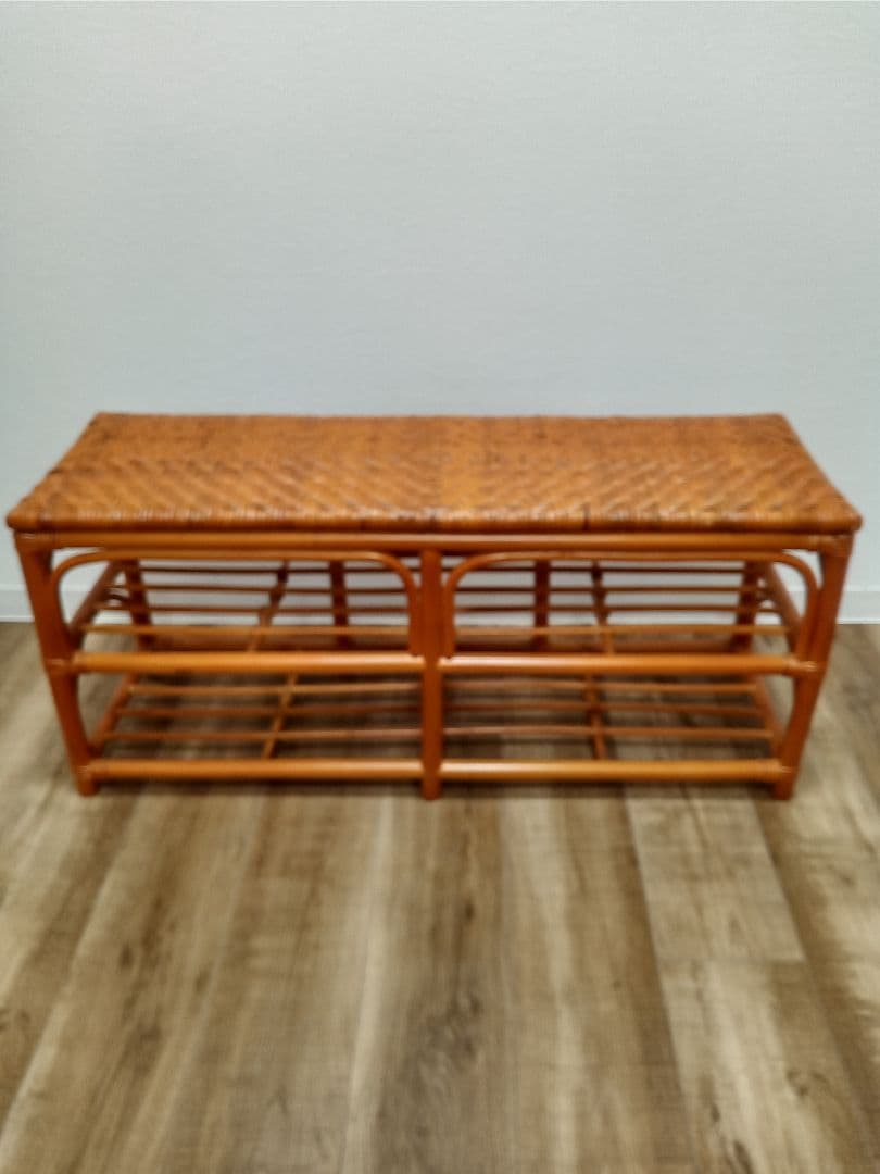 ラタンベンチ　収納箱　下駄箱