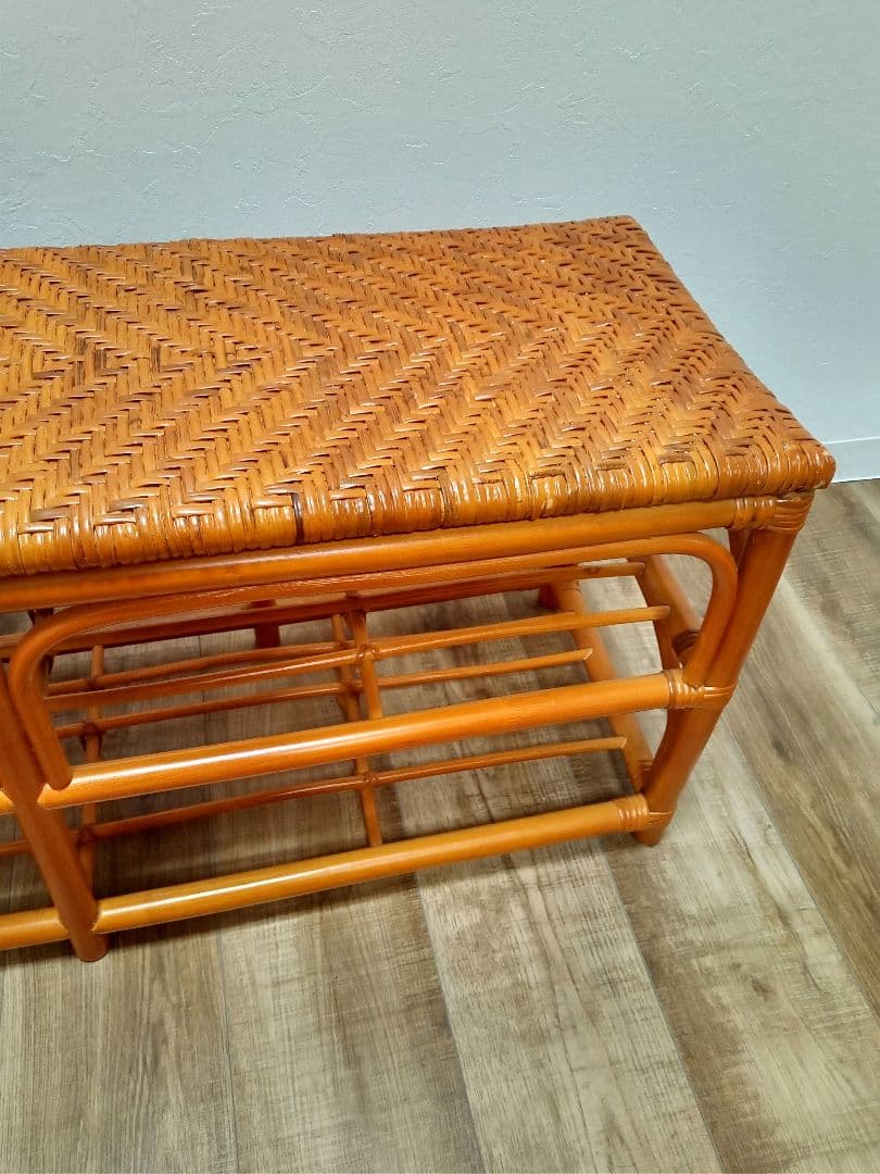 ラタンベンチ　収納箱　下駄箱