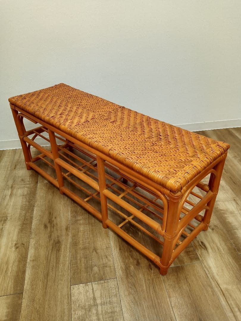 ラタンベンチ　収納箱　下駄箱