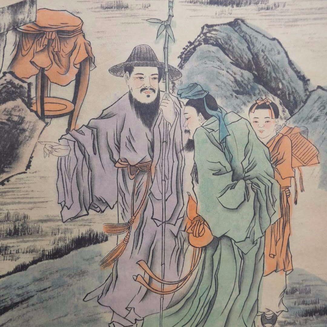張大千国画“竹林七賢”骨董山水画