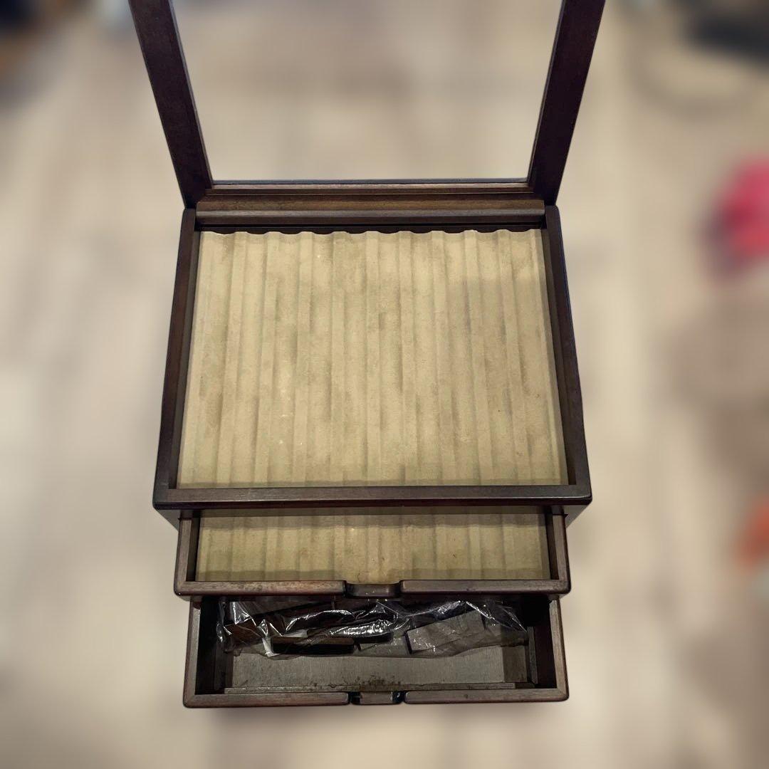 木製　万年筆ボックス ガラス天板付き[最終値下げ]