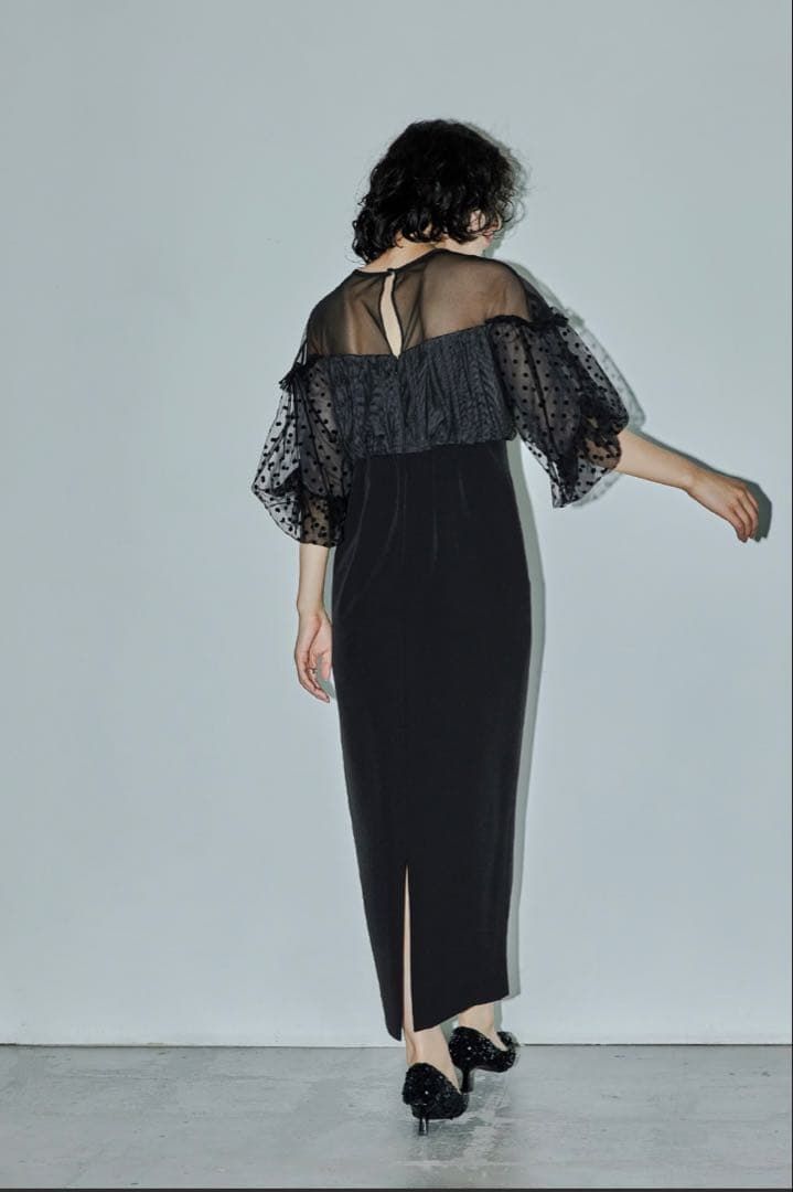 SNIDELフロッキードットワンピース パーティードレス オケージョンドレス