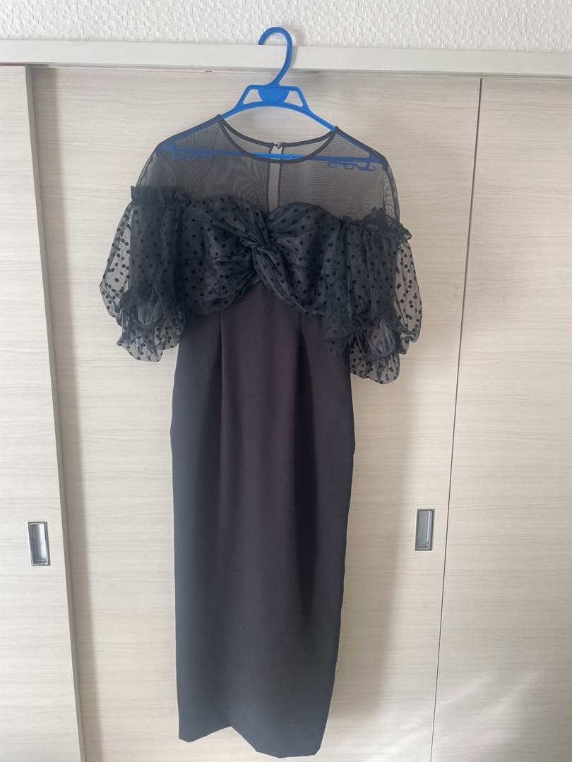 SNIDELフロッキードットワンピース パーティードレス オケージョンドレス