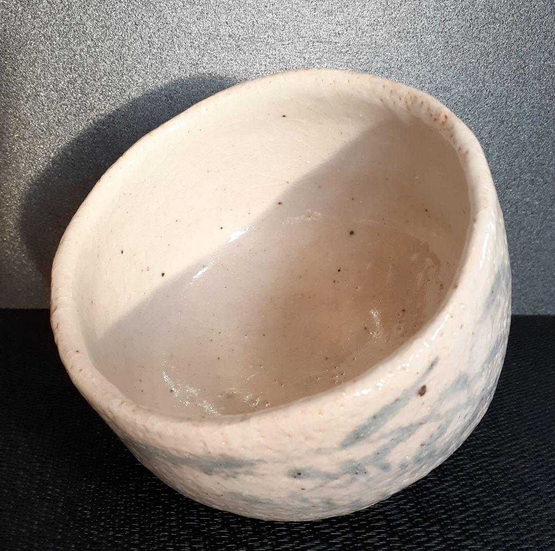 志野焼　現代作家　彫銘　絵志野　大振り　茶碗　共箱　茶道具　茶器