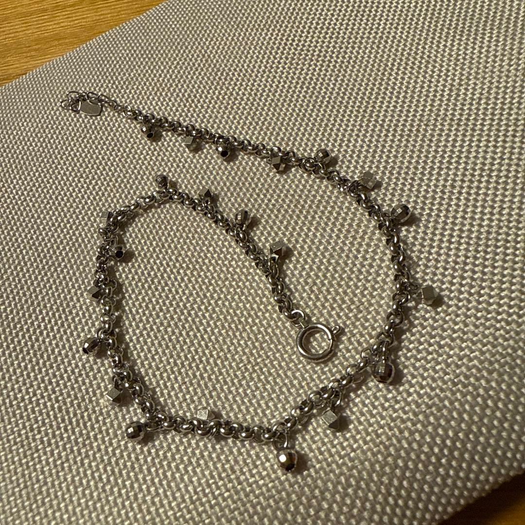 シルバー ビーズ付きアンクレット