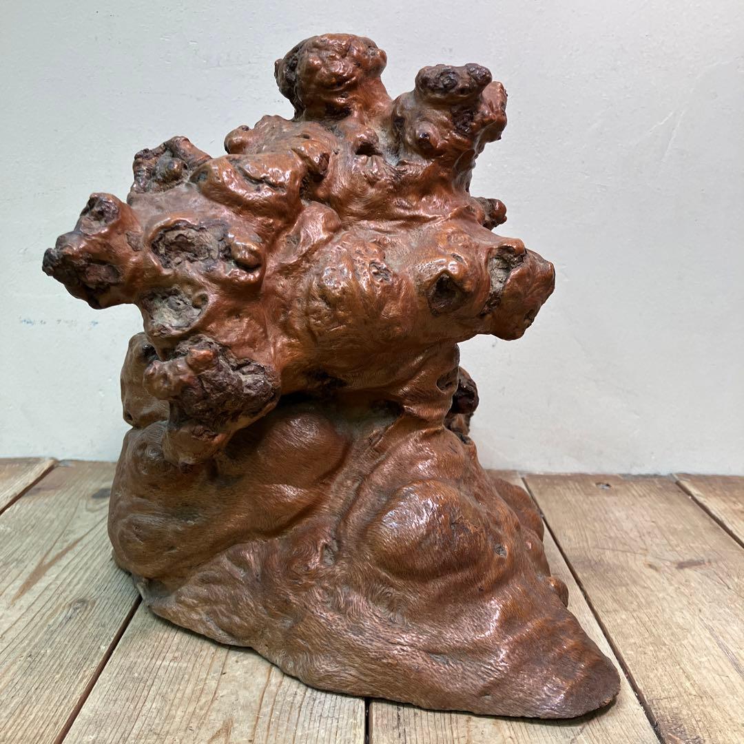 E-4 天然木 銘木 木材 瘤 コブ 根っこ 自然木 木製オブジェ 置物 木工