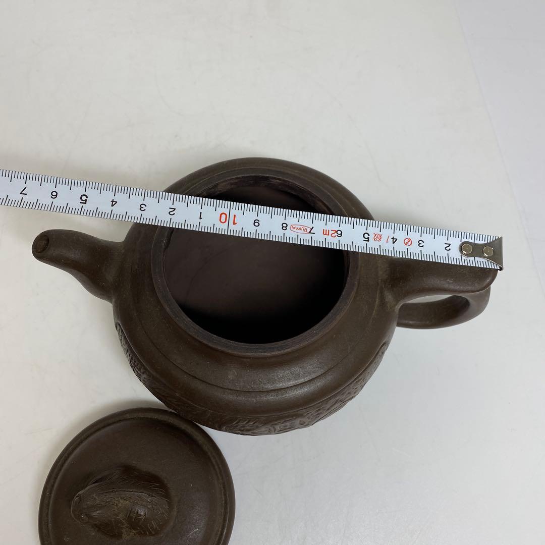 中国古玩　朱泥急須A 幅約17.5㎝　東さ7-1102③