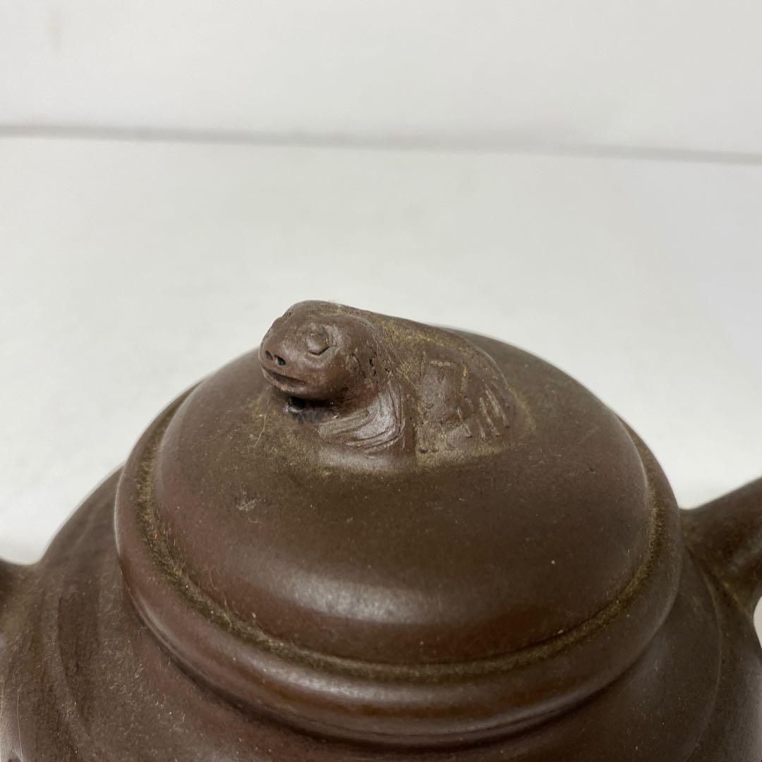 中国古玩　朱泥急須A 幅約17.5㎝　東さ7-1102③