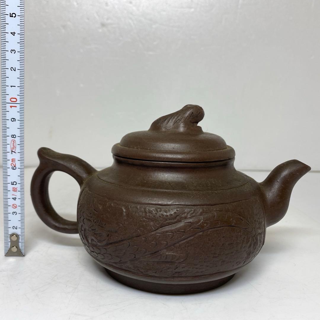 中国古玩　朱泥急須A 幅約17.5㎝　東さ7-1102③