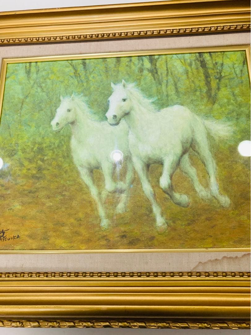 松岡克 【白馬】肉筆 油彩 直筆サイン 孤高の画家 渾身の傑作 洋画家