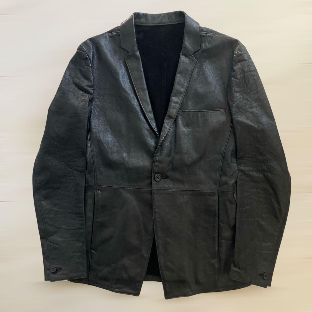 STRUM ラムレザー テーラードジャケット 1 S 黒 レザーライダース