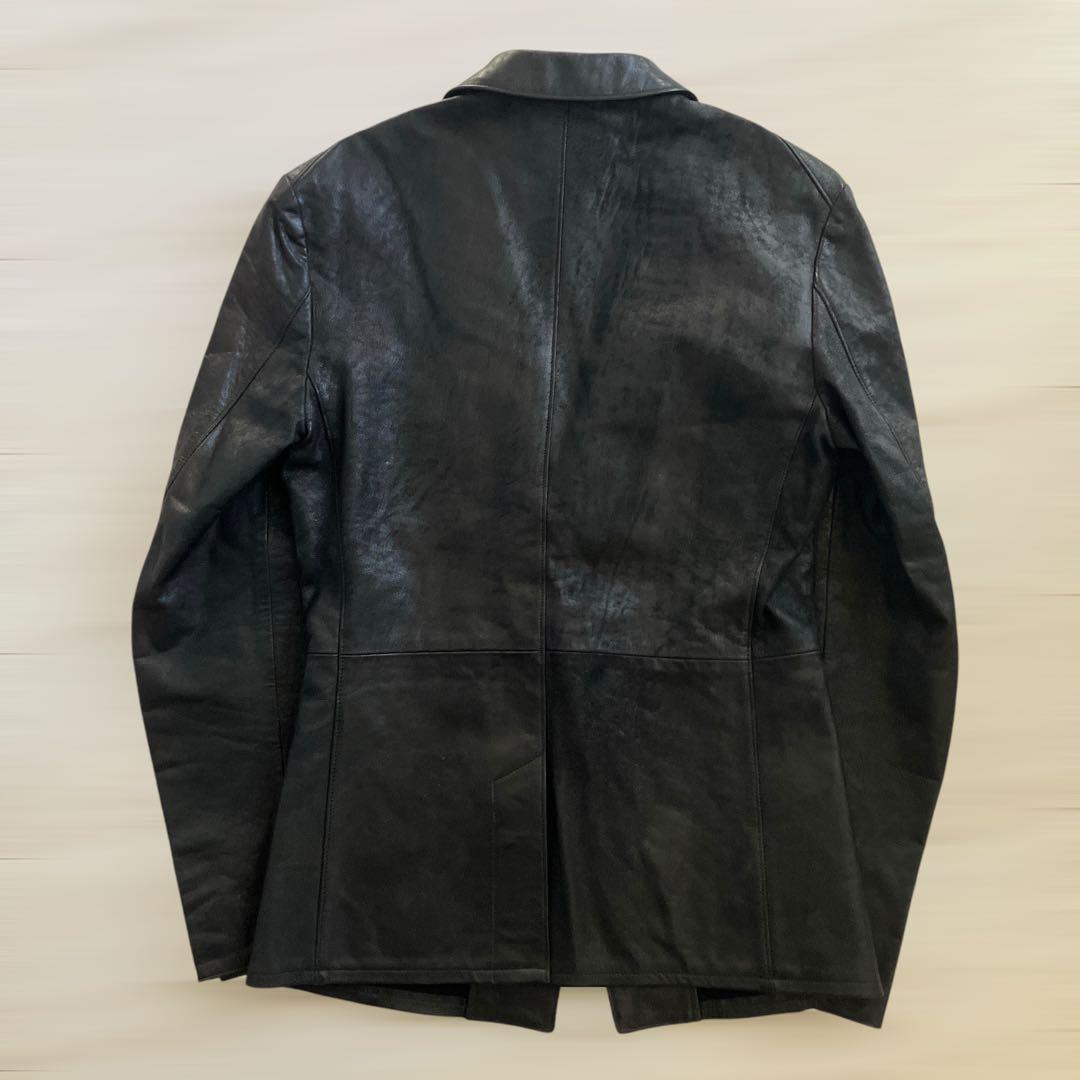 STRUM ラムレザー テーラードジャケット 1 S 黒 レザーライダース