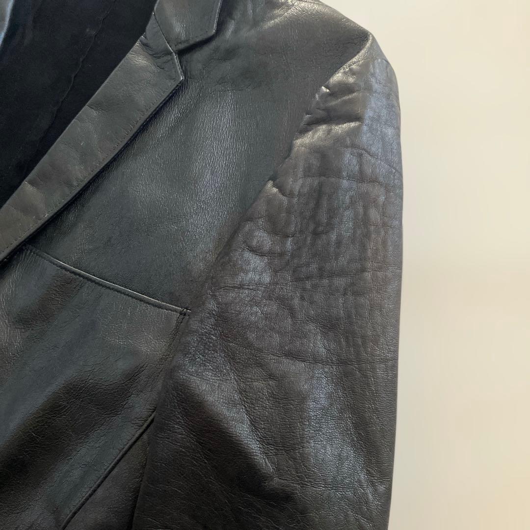 STRUM ラムレザー テーラードジャケット 1 S 黒 レザーライダース