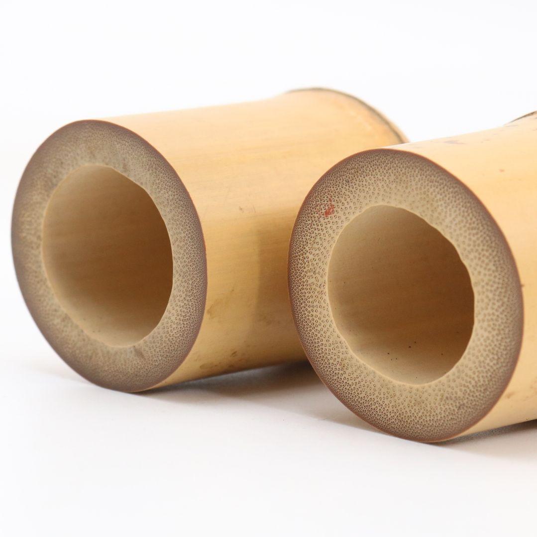 黒田正玄作 竹蓋置一双 裏千家十四代 淡々斎書付 花押 茶道具 共箱　V951