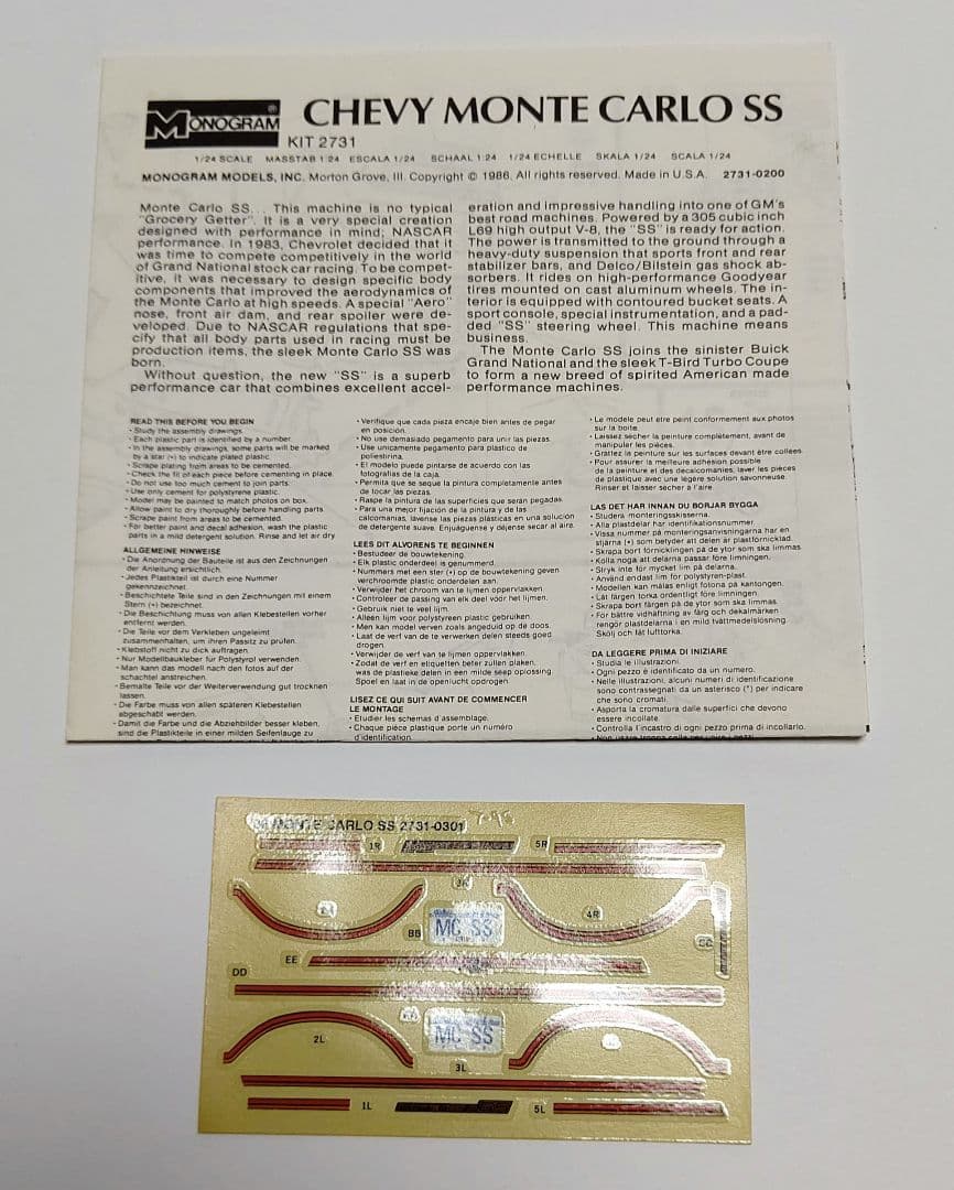 希少！ 激レア！ 未組立 MONOGRAM '86 シボレー モンテカルロ SS