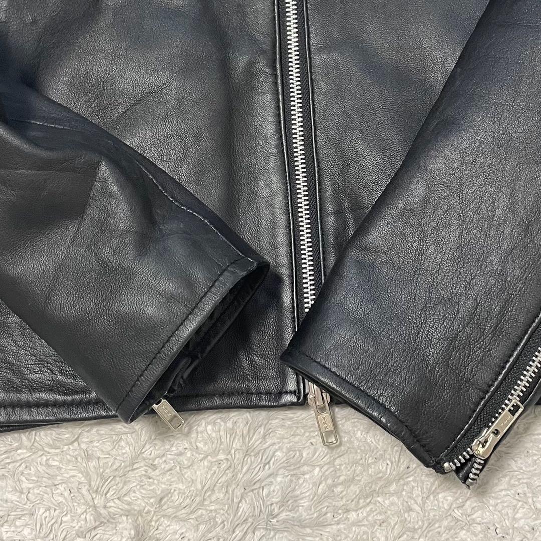 美品 slick ラムレザー ￼ライダースジャケット Sサイズ 黒
