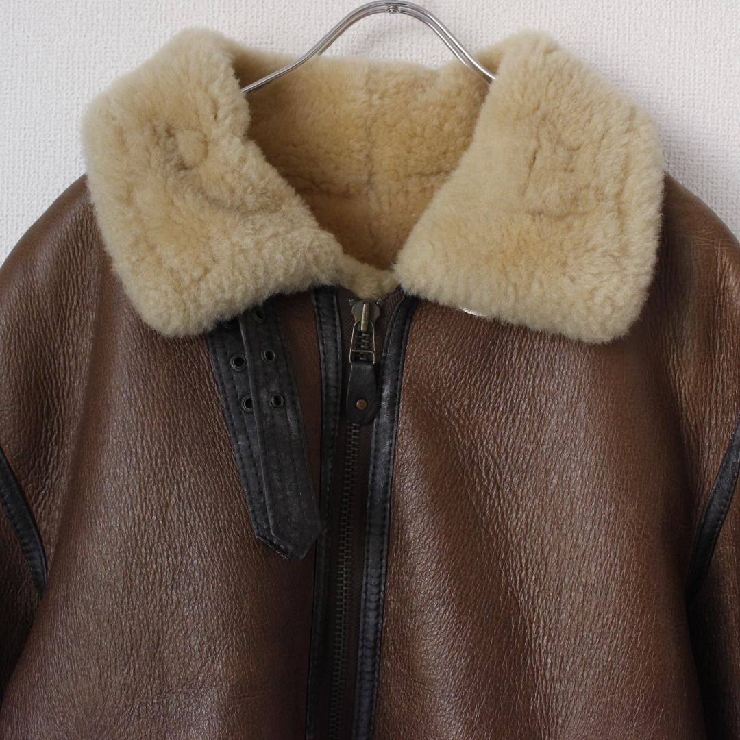 B-3 ムートンジャケット Lサイズ ラムレザー ボア ブラウン