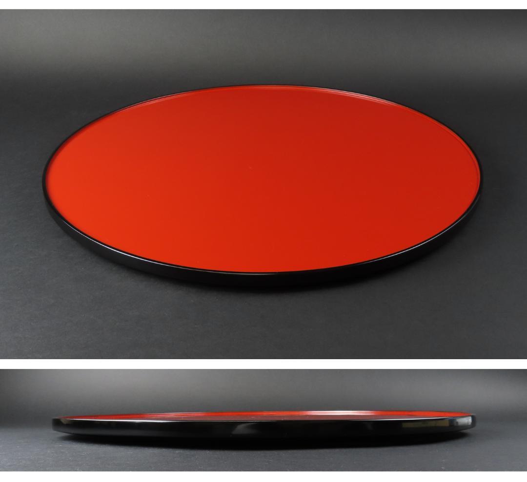 ⭕320 日の丸盆 東大寺二月堂 径42cm 木製漆器/輪島塗 茶道具 根来塗