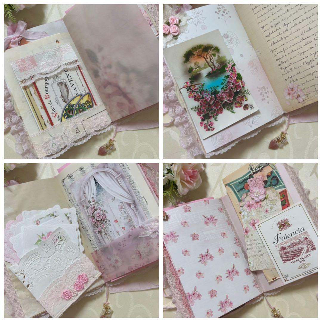 薔薇とレースのジャンクジャーナル・雑記帳　さくら色のウェディング♡