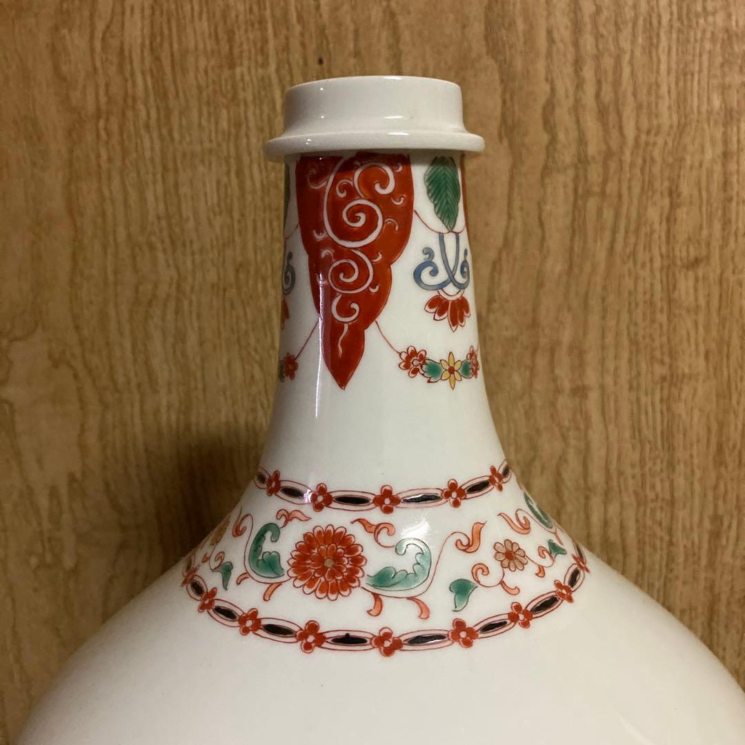 古伊万里　色絵　瓶　大徳利　南蛮人図