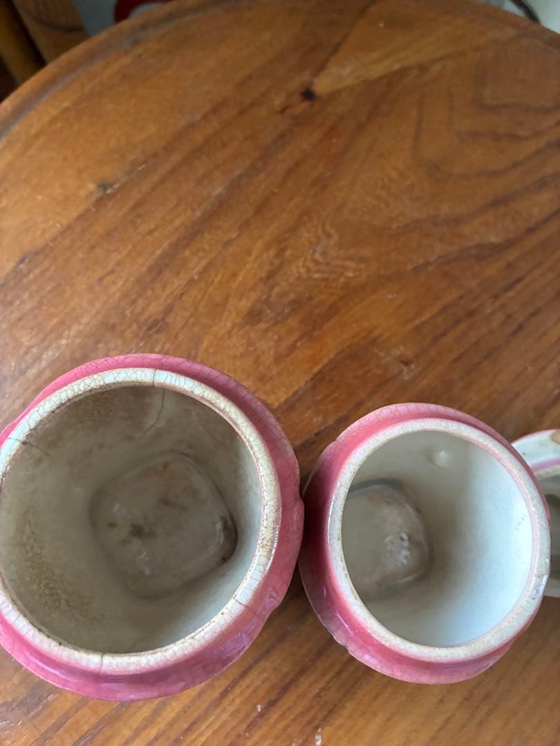 フランス　アンティーク　陶器　キャニスター　バルボティーヌ　ローズ　ピンクCレア