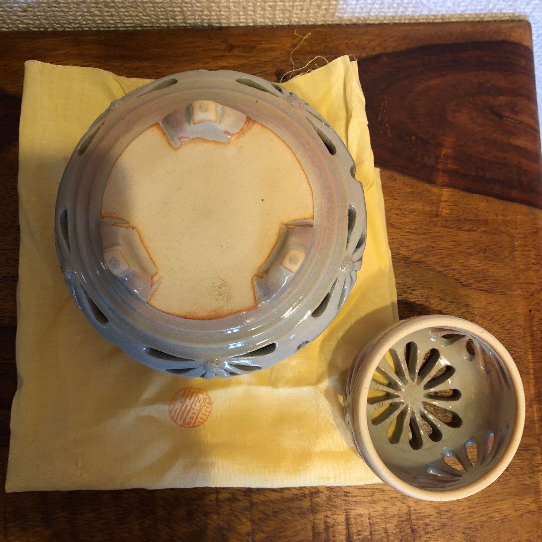 萩焼　透かし香炉　龍和造　新品未使用